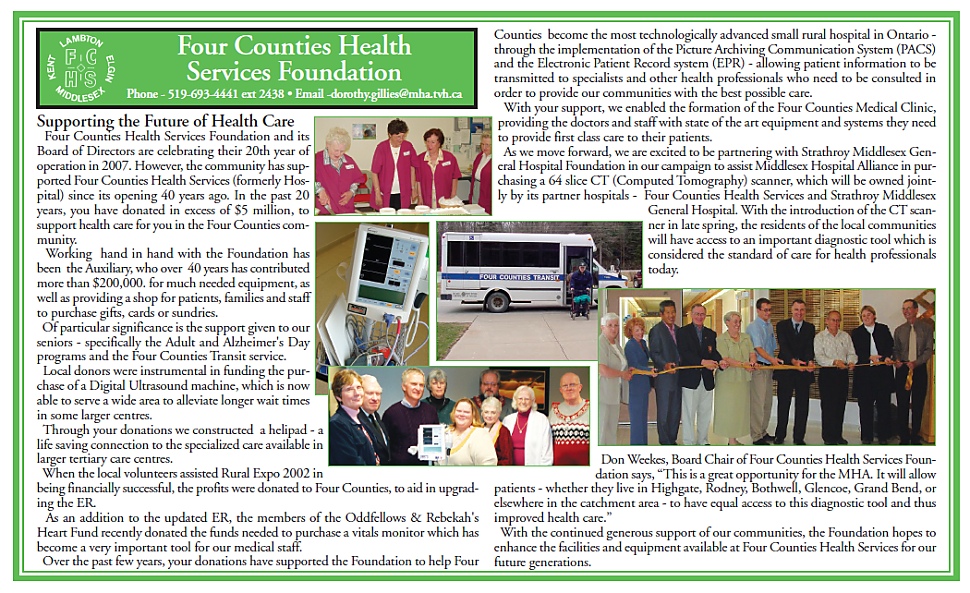 Four Counties Health Services Foundation Celebrates 20 Years of Operation Four Counties Health Services Foundation Celebrates 20 Years of Operation